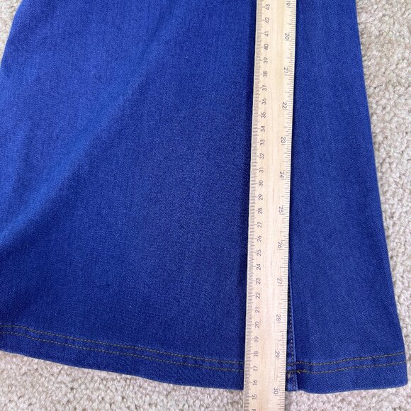 Halara Flex Super Flare Jeans High Waisted Crossover Blue Womens XL Petite E705 - Picture 12 of 14